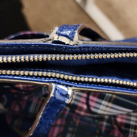 Preowned vintage tartan Coach blue and‎ purple bag - Picture 4 of 7
